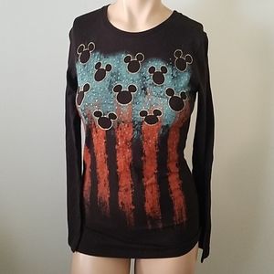 Disney Women's Glitter Mickey Long Sleeve Shirt